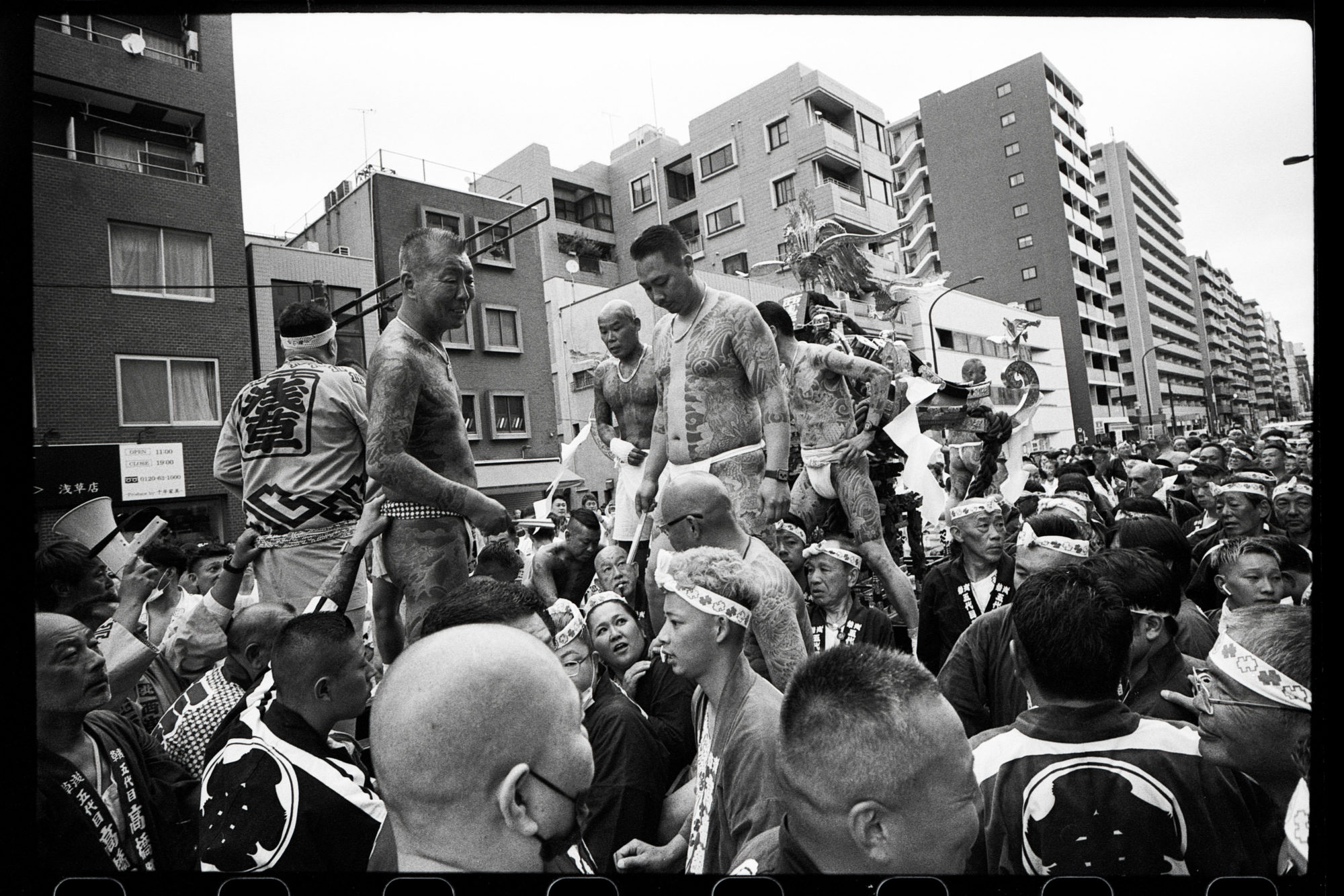 Sanja Matsuri festival 2023 - naked Yakuza with Japanese tatoo in photos