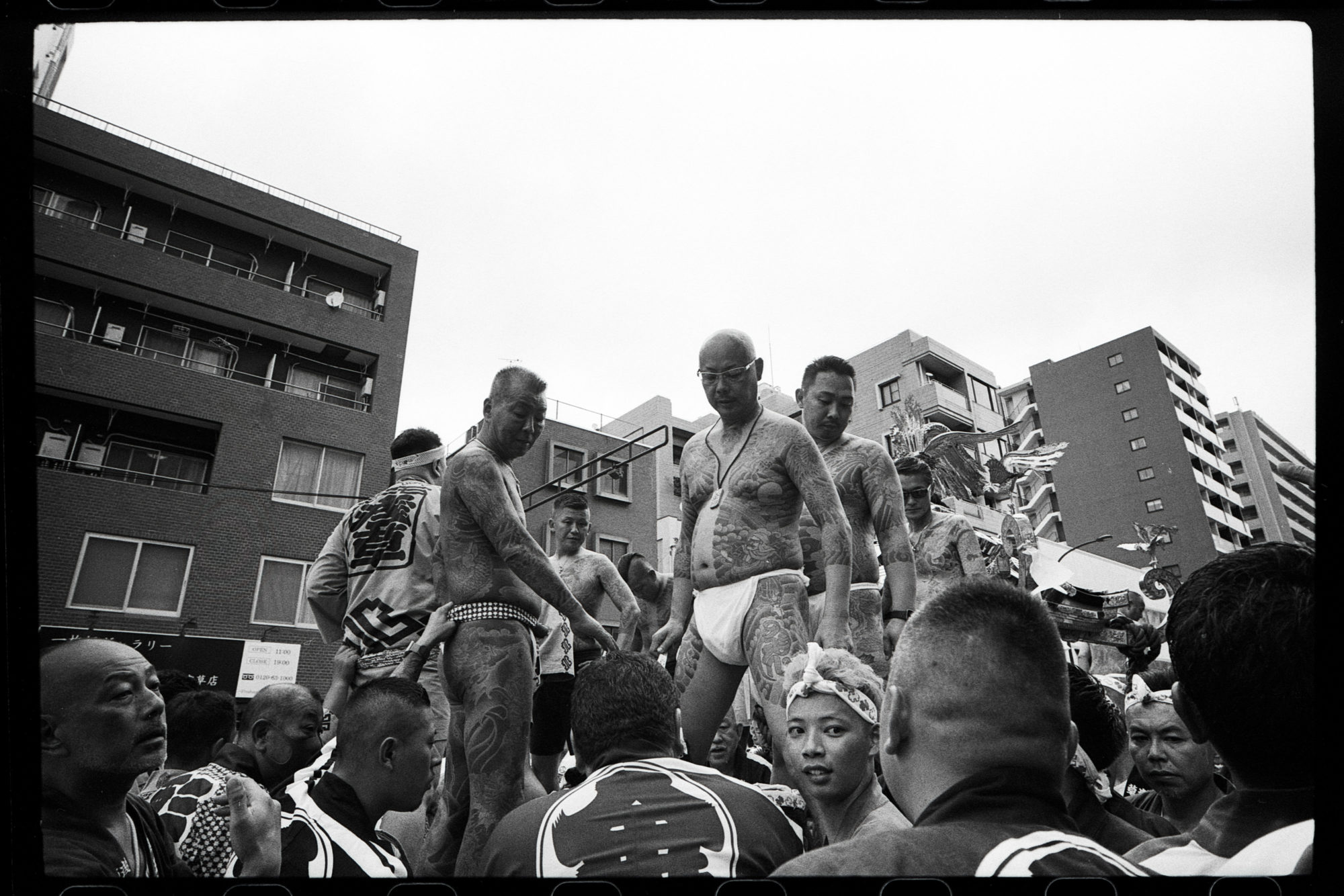 Sanja Matsuri festival 2023 - naked Yakuza with Japanese tatoo in photos